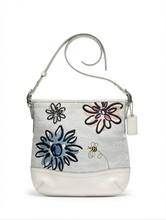 Coach Handbags - Coach Signature Monogram Floral Bumble Bee Embroidered Shoulder Bag Style